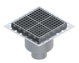 Stainless Steel Floor drain TIAG square heavy duty with perforated edge with vertical outlet South Africa
