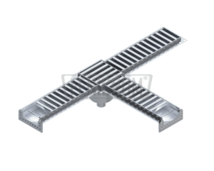 Stainless steel modular drain channel IEND-3AG isolated heavy duty T-shaped sloping towards gully South Africa
