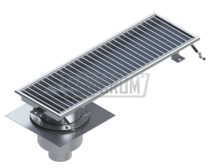 Stainless steel trench drain TDKAG isolated heavy duty insulated with vertical outlet aan the end South Africa