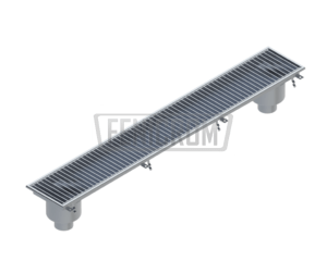 Stainless steel trench drain TKA2G heavy duty sloping towards the vertical outlet at the end double spout South Africa